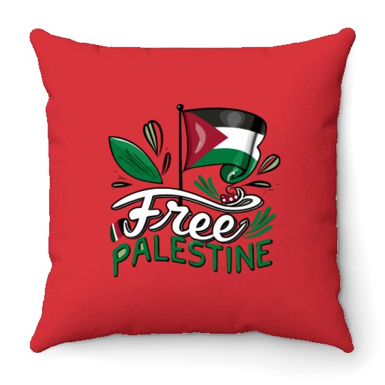 I Love Free Palestine Flag Save Gaza Palestinian Throw Pillows