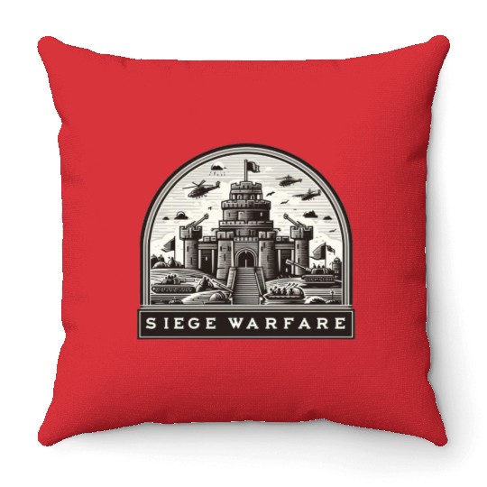 Modern Meets Medieval: Epic Siege Warfare Fantasy Throw Pillows