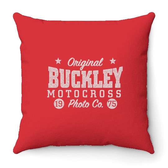 Original Buckley Motocross Photo Co Throw Pillows