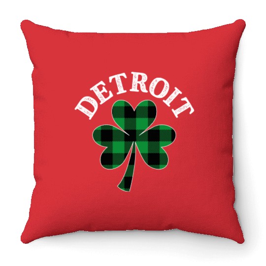 Detroit Michigan Irish Shamrock St Patrick s Day Throw Pillows