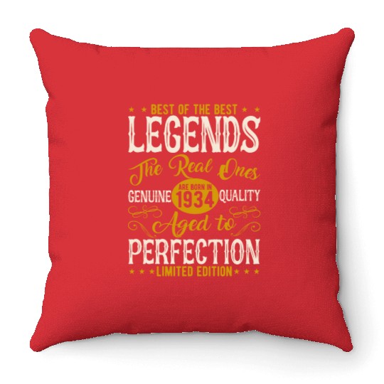1934 Legends 89-90: Vintage Birthday Throw Pillows