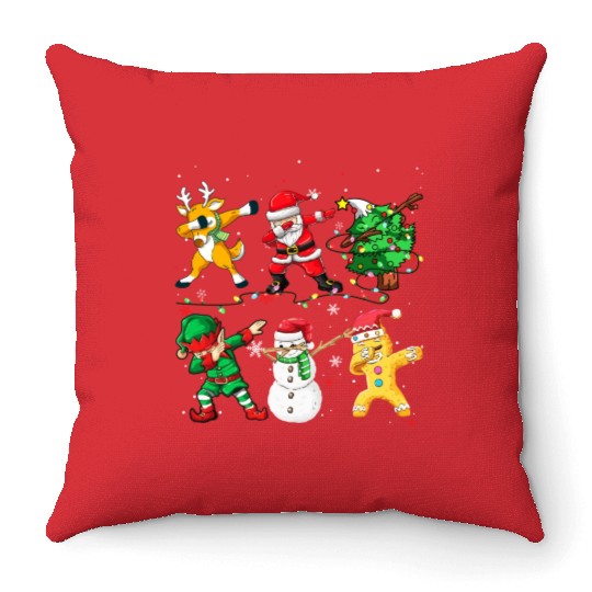 Dabbing Santa Elf Friends Christmas Boys Girls Men Throw Pillows