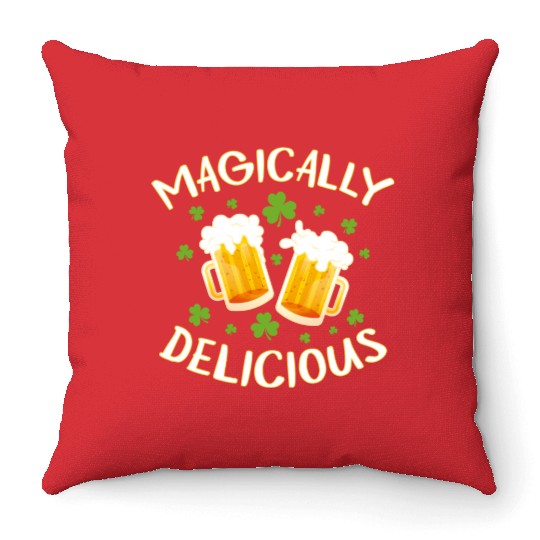 Magically Delicious Beer Drinking Irish Team St Throw Pillows