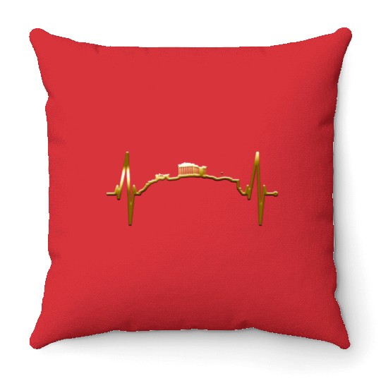 Athens Skyline Heartbeat Heart Flag Ancient Greek Throw Pillows