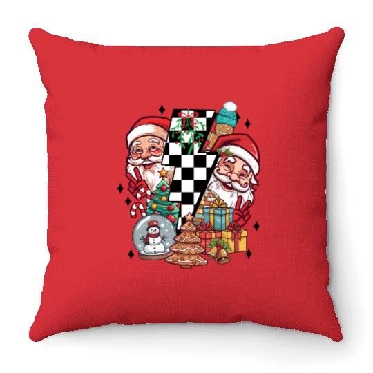 Retro Christmas, Santa, Groovy, Disco Ball, Frosty Throw Pillows