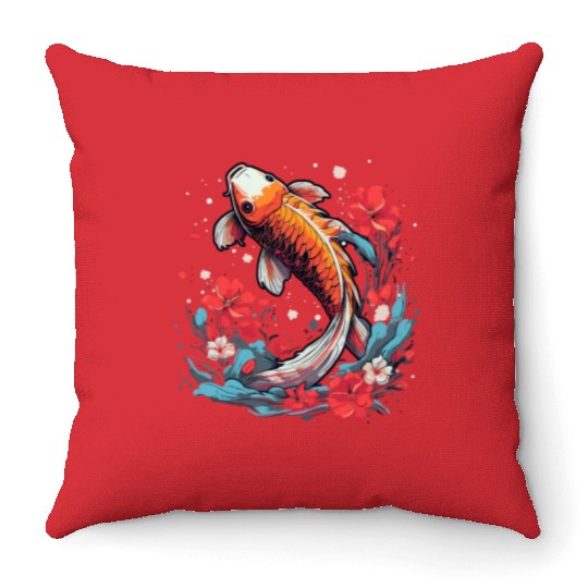Koi Fish Koi Carp Japanese Koi Garden-Pond Koi Throw Pillows