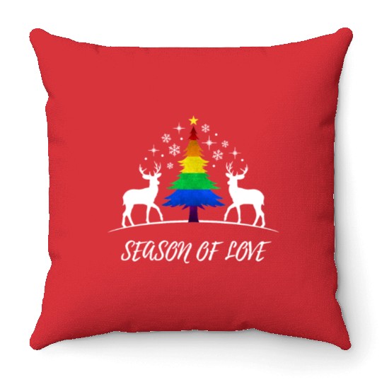 Gay Christmas Tree Gay Couple Season Of Love Throw Pillows