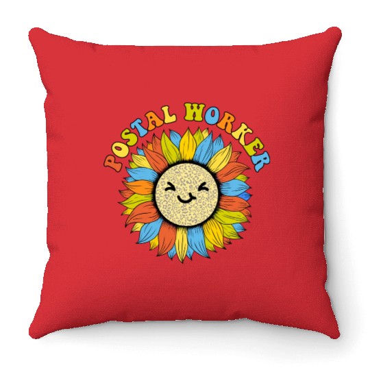 Postal worker smile Throw Pillows