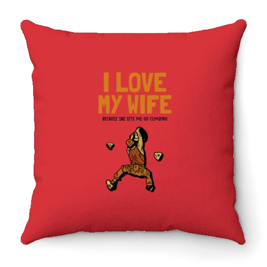 I love my Wife Climbing Bouldering Sport Free Throw Pillows