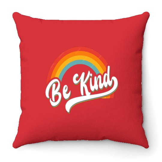 Be Kind Rainbow Anti Bullying Wear Orange Unity Throw Pillows