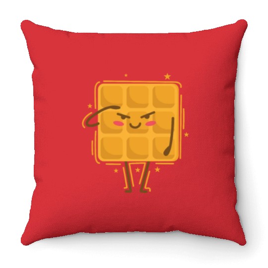 Waffle salutes Pastry Snack Throw Pillows