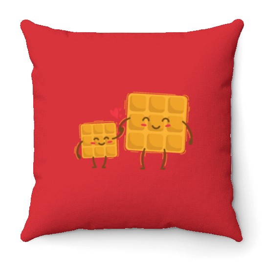 Waffle Mom with Waffle Child Dough Pastry Throw Pillows