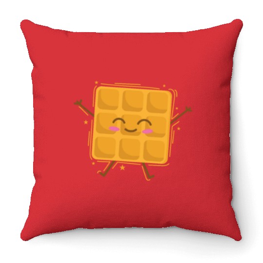funny Waffle Pastry Baker Dough Throw Pillows