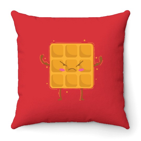 strong Waffle Baker Pastry Dough Throw Pillows