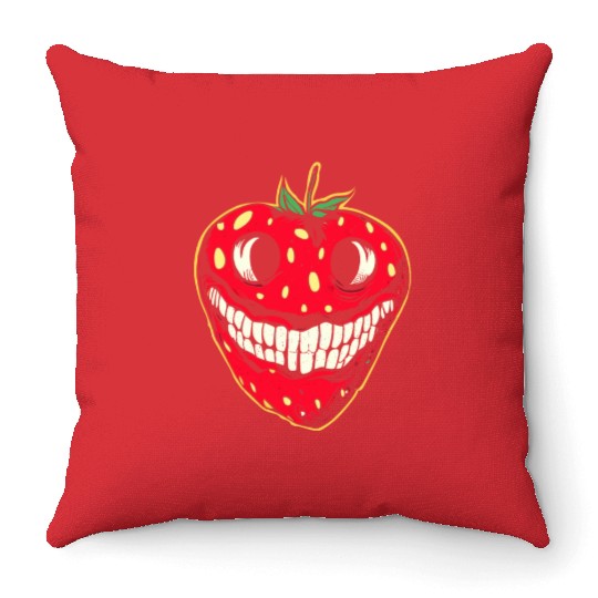 Strawberry Jack-o-lantern Throw Pillows