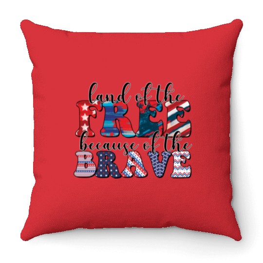4th of july Land of the free Throw Pillows