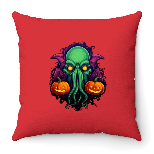 Halloween with Cthulhu Throw Pillows