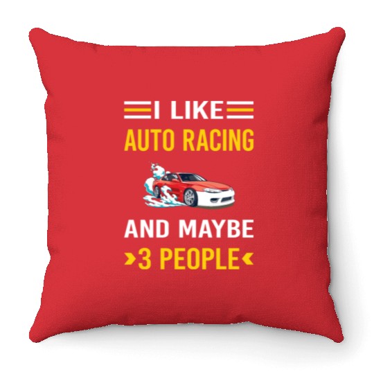 3 People Auto Racing Automotive Autosport Throw Pillows