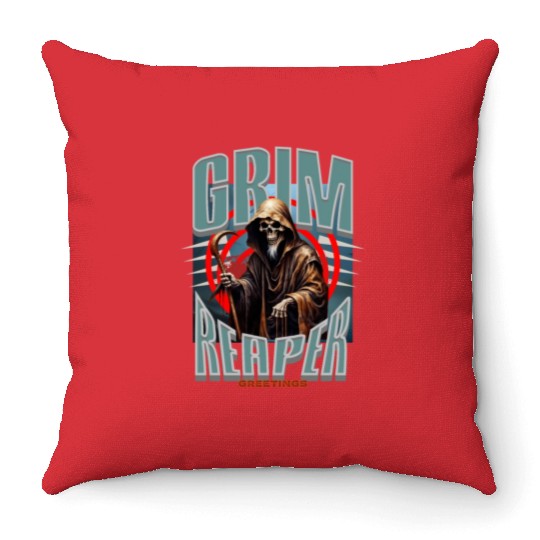 Grim Reaper Greetings Throw Pillows