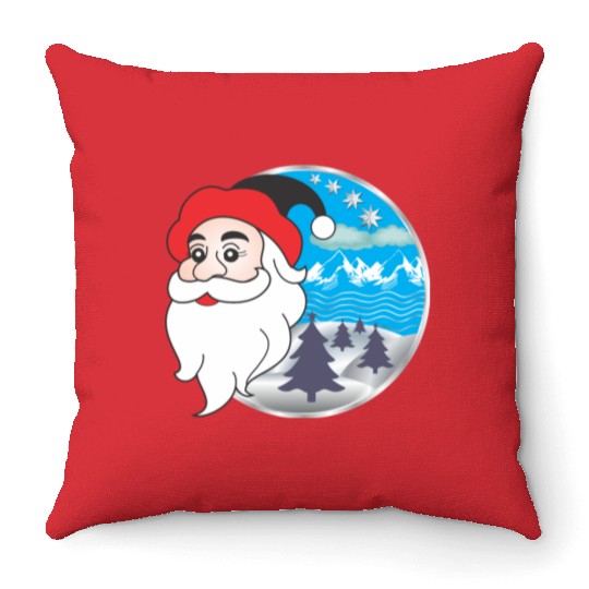 Santa claus logo Throw Pillows
