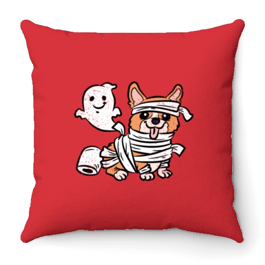 CORGI MUMMY HALLOWEEN Throw Pillows