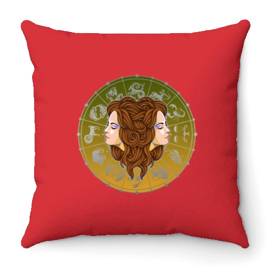 Gemini Zodiac star sign horoscope Astrology Throw Pillows
