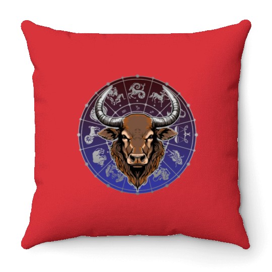 Taurus Zodiac star sign horoscope Astrology Throw Pillows