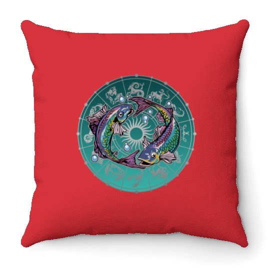 Pisces Zodiac star sign horoscope Astrology Throw Pillows