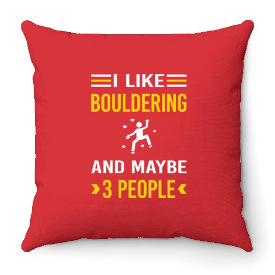 3 People Bouldering Rock Climbing Throw Pillows