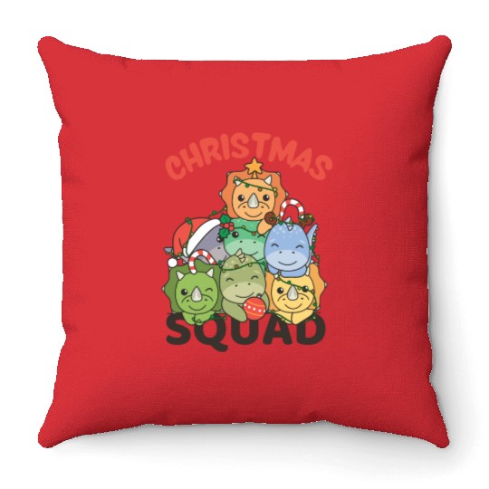 Dinosaur Christmas Tree Christmas Squad Dinos Throw Pillows