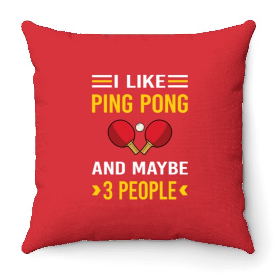 3 People Ping Pong Table Tennis Throw Pillows
