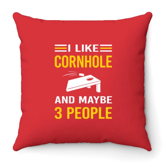 3 People Cornhole Throw Pillows