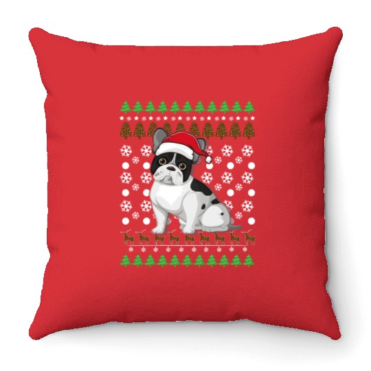 Merry Christmas, French Bulldog, Dog lovers gift Throw Pillows