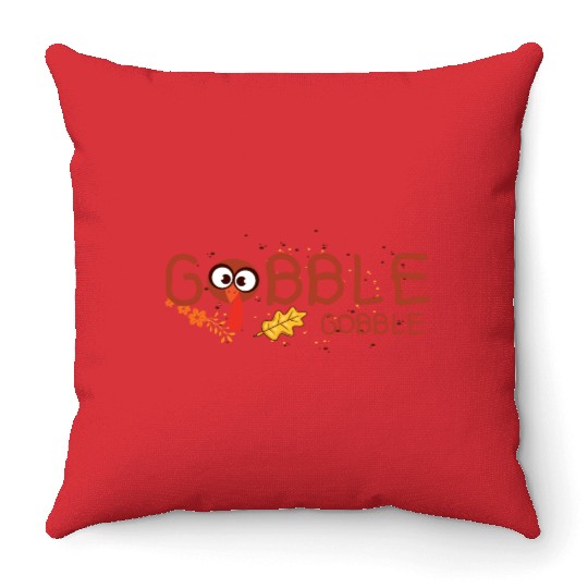 Thanksgiving Gobble Throw Pillows Funny Turkey Graphic