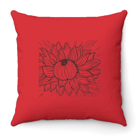 Summer Bliss: Peach and Sunflower Delight Throw Pillows