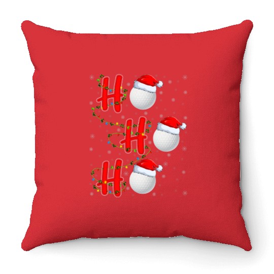 Golf Lighting Xmas Santa Ho Ho Ho Golf Christmas Throw Pillows