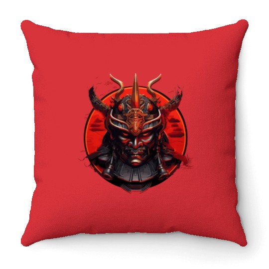 Samurai Mask Throw Pillows