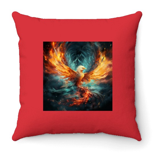 Cosmic Phoenix Throw Pillows