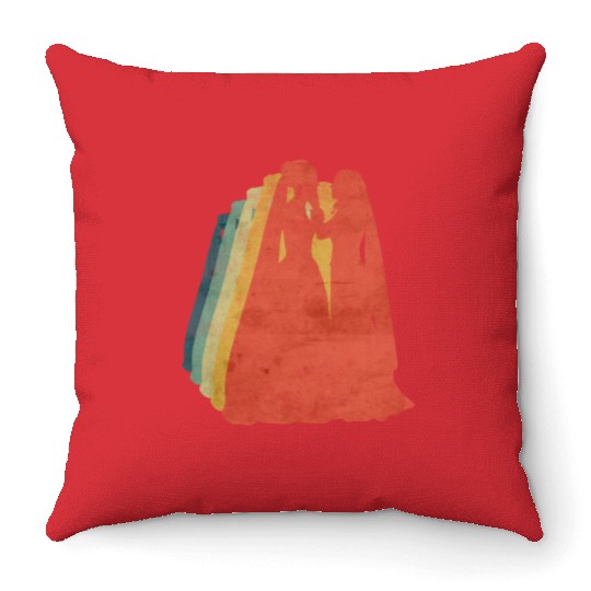Lesbian Couple Romantic Wedding Wife Retro Throw Pillows