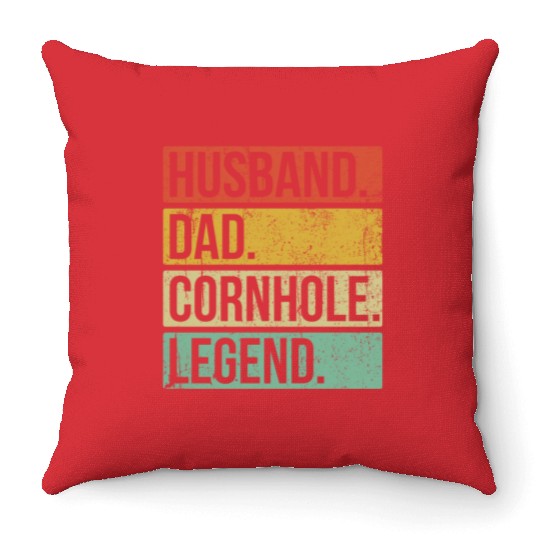 Cornhole Vintage Husband Dad Legend Throw Pillows