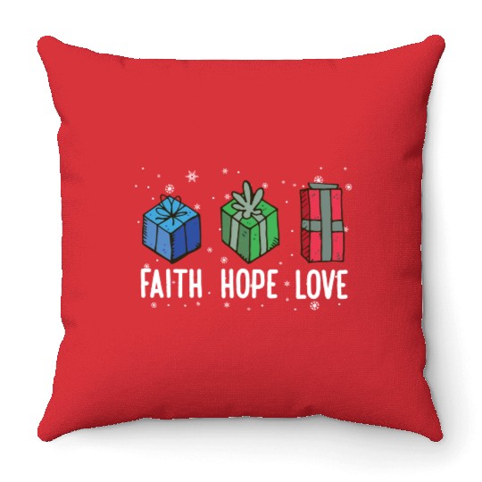 Faith Hope Love Religious Family Christmas Throw Pillows