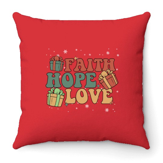 Faith Hope Love Religious Family Christmas Throw Pillows