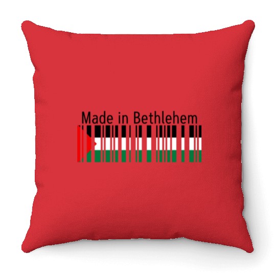 Made in Bethlehem Barcode Palestine Flag for Pales Throw Pillows