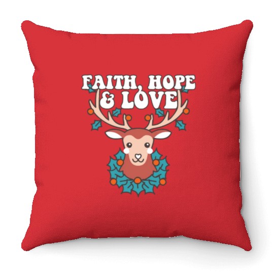 Religious Family Faith Hope Love Christmas Throw Pillows