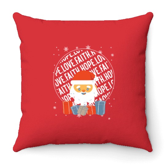 Faith Hope Love Religious Family Christmas Santa Throw Pillows