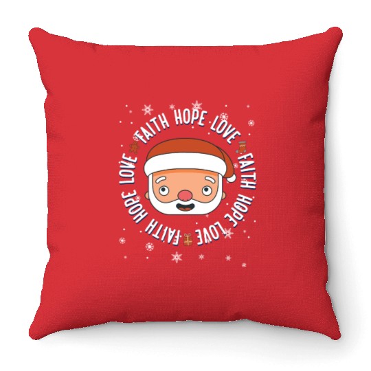 Religious Family Faith Hope Love Christmas Santa Throw Pillows