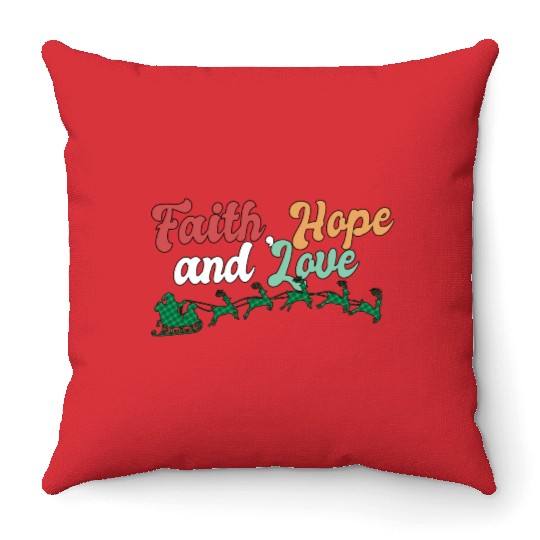Faith Hope Love Religious Family Christmas Throw Pillows