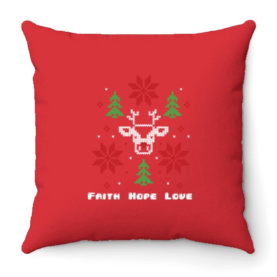 Faith Hope Love Religious Family Christmas Throw Pillows