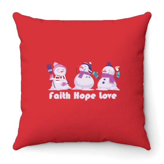 Faith Hope Love Religious Family Christmas Throw Pillows