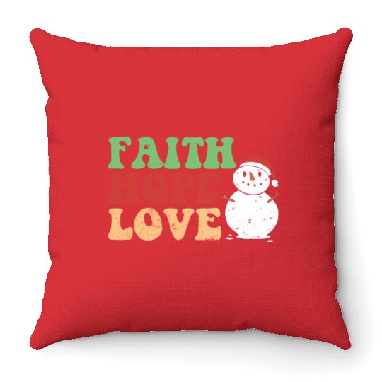 Faith Hope Love Religious Family Christmas Throw Pillows